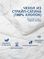 Одеяло для отеля (наполнитель: лебяжий пух 300гр/м2, чехол: сатин страйп, 100% хлопок)