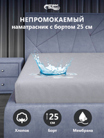 Наматрасник непромокаемый Мулетон с бортом 25см (Серый)