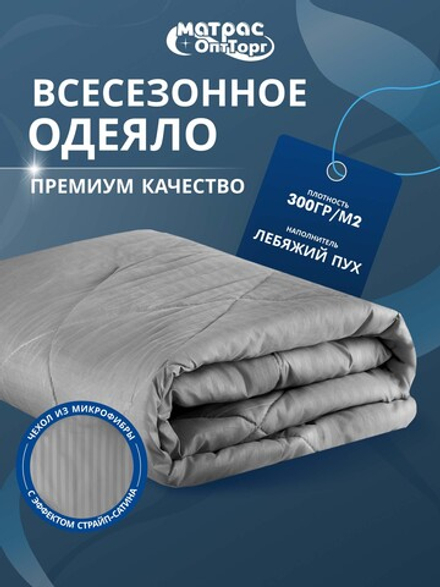 Одеяло для гостиницы Premium серое (наполнитель: лебяжий пух 300гр/м2, чехол: микрофибра, 100% пэ) в Санкт-Петербурге