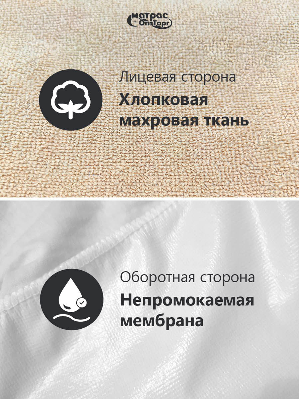 Наматрасник непромокаемый Мулетон с бортом 25см (Бежевый)