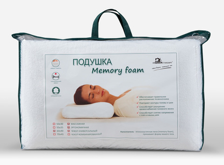 Подушка массажная + эргономичная Memory Foam 40х60