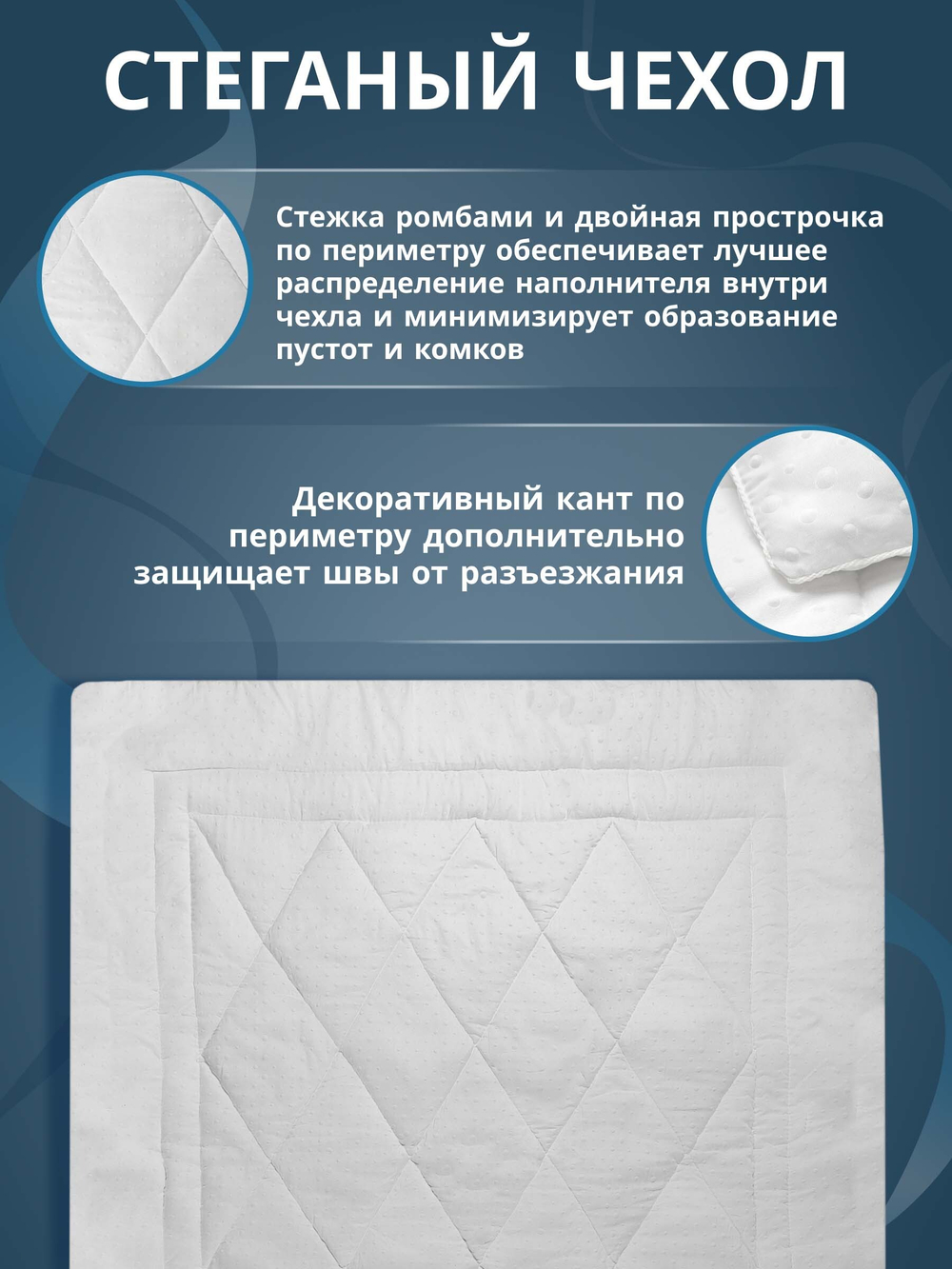 Одеяло для гостиниц с масажным эффектом (наполнитель: холлофайбер 300гр/м2, чехол: микрофибра, 100% пэ)