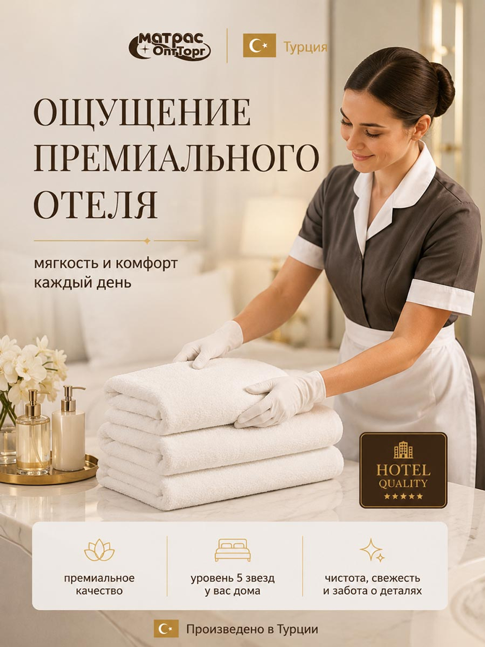 Полотенце махровое Отельное 500гр двойная петля Турция