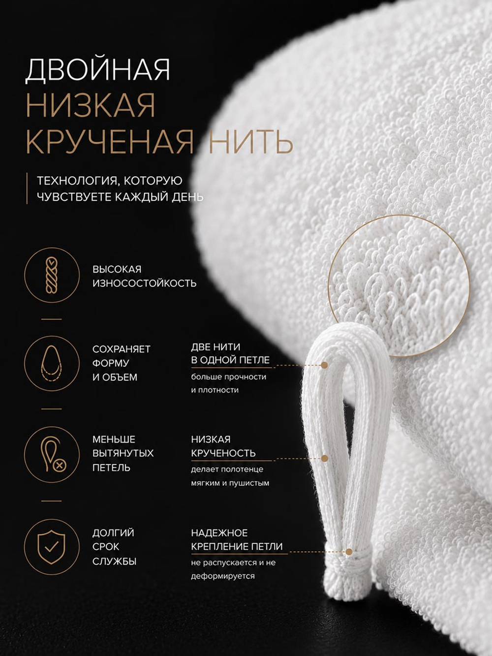 Полотенце махровое Отельное 500гр двойная петля Узбекистан (Октош)